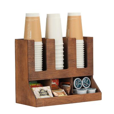 China QL1023 Wooden Disposable Paper Cup Holder For Kitchen Storage Box For Kitchen for sale