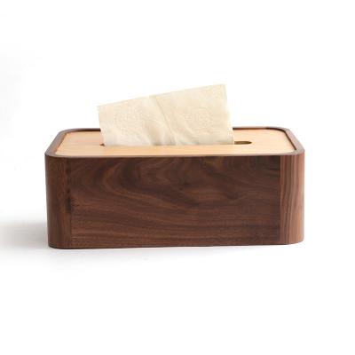 China QL1012 Natural Wooden Tissue Paper Box For Home For Kitchen Tissue Paper Box Stand Cardboard Restaurant Wooden Cardboard for sale