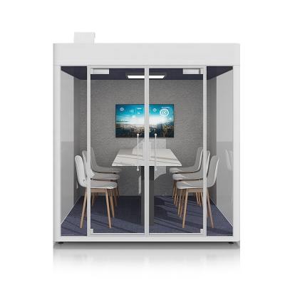 China (Size)Adjustable UK Customized Modern Meeting Pod Easy Install Isolation Cabinet Study Interview 4 People Meeting Pod for sale