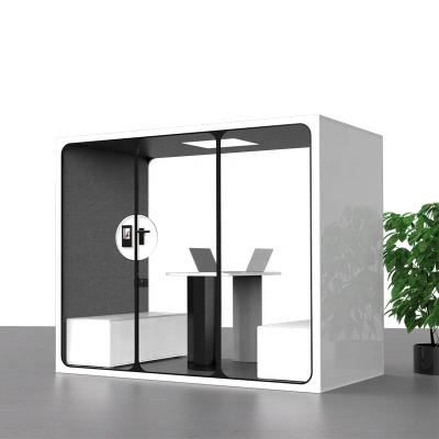 China (Size) Wholesale Price New Model Adjustable Seating Table Sound Proof Booth Prefab 4 Person Workstation Sound Proof Booth for sale