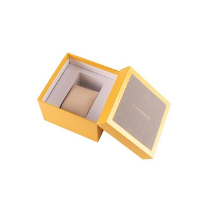 China Fanshion Watch Box Luxury Logo OEM ODM Storage Yellow High Quality Custom Watch Gift Box for sale