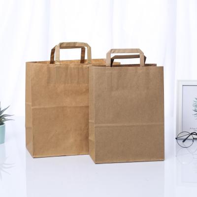 China Customized Recyclable Take Away Food Bag Fashion Kraft Brown Paper Shopping Bags With Handle Custom Paper Bag for sale