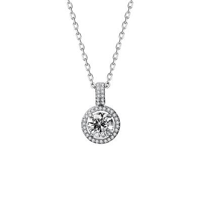 China Luxury TRENDY 925 Silver Zircon Shinning Gold Plated Moissanite Jewelry Pendant Necklace For Women for sale