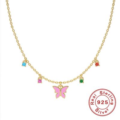 China Tiny Nickel Baguette Charm Necklace Choker 18K Gold And Lead Free Silver Colored Zircon 2021 925 18K Gold Plated A2045 for sale