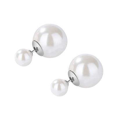 China Hot Minimalist Jewelry Nickel Free Two Shell Pearl Stud Earrings 925 Sterling Silver Women for sale