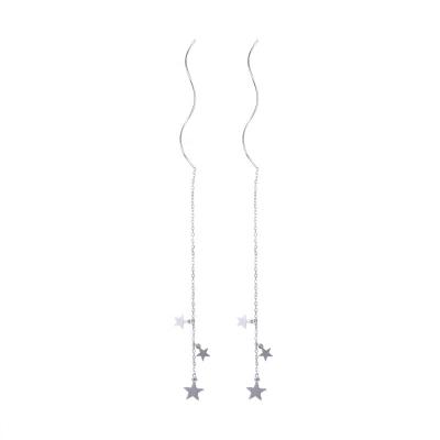 China High quality fashion temperament style 925 sterling silver women's jewelry long tassel with star threader earrings for sale