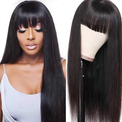 China Ombre Brown Silky Straight Black Indian Brazilian Wave Women Water Raw Seller Glueless Remy Human Hair Straight Curly 613 Body Wave Wig With Bangs for sale