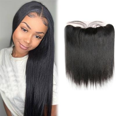 China Silky Straight Wave Sheer Unprocessed Raw Wig Pre Plucked Human Hair 13x6 Straight Human Hair 360 HD Transparent Swiss Lace Front for sale