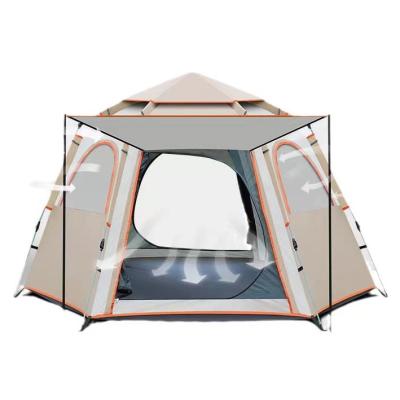 China Straight Bracing Type Custom Printed Double Layer Square Pop Up Tents For 5-8 Person Camping Outdoor tent for sale