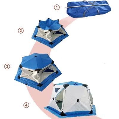 China Straight Bracing Type Automatic Opening Ice Fishing Shelter Winter Camping Tent With Insulated Layer for sale