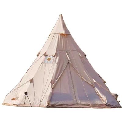 China 100% Waterproof Cotton Canvas OEM Pyramid Cabin Tent For Family Camping Hunting Fishing Waterproof for sale