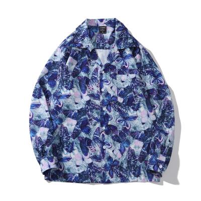 China High Quality Anti-wrinkle Printing Hawaiian Men's Wholesale Price Long Sleeve Lapel Flower Casual Shirt for sale