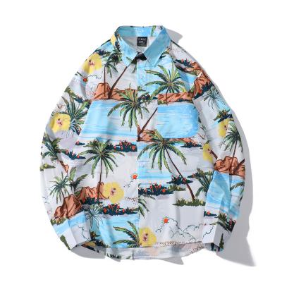 China Custom Long Sleeve Flower Shirt 3D Hawaiian Print Lapel Anti-wrinkle Mens Printing Casual Style Fashion for sale