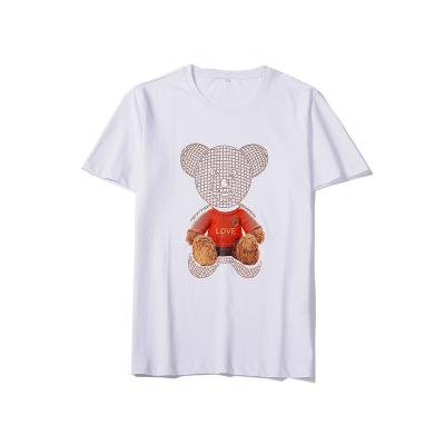 China 2021 Hot High Quality Big Size Loose T-shirt Men's Diamond Bear Short Sleeves for sale