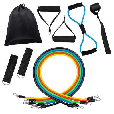 China Factory Direct 100%Factory Resistance Band Elastic Bands Pull Rope 11pcs Resistance Bands Set With Door Anchor Ankle Strap for sale