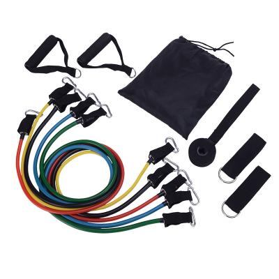 China Factory direct hot sale 11pcs resistance bands set high quality 100% latex resistance band yoga exercise band with ankle strap and door anchor for sale