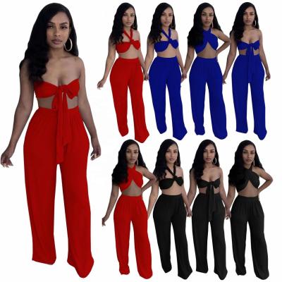 China Anti-pilling Lowest Price Solid Color Casual Two Piece Pants Set Women Clothing Summer Women's Two Piece Set for sale