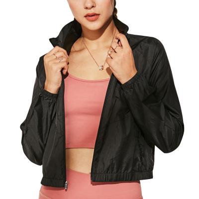 China Breathable Women's Custom Logo Yoga Wear Jacket Sports Workout Zipper Up Long Sleeve Shirt Fitted Crop Top Jacket for sale