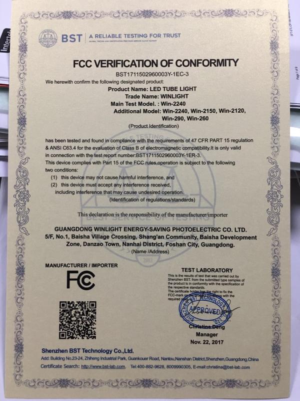 FCC - Guangdong Winlight Energy-Saving Photoelectric Co., Ltd.