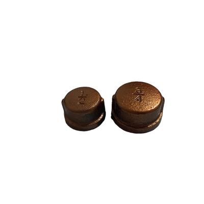 China Decoration Gold Retro Malleable Iron Heavy Pipe End Caps For DIY Toilet Paper Holders And Coat Racks for sale