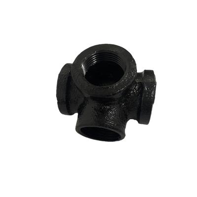 China Decoration Cast Iron Pipe Fittings 4-Way Industrial Cross Fitting Connector Threaded Cast Industrial Pipe Fittings for sale