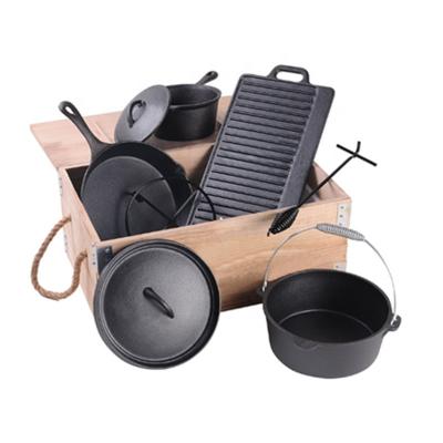 China Camper Cooking Oven Outdoor Dutch Ovens For Large Stock Good Quality Nonstick Cast Iron Cookware Dutch Camp Fire for sale