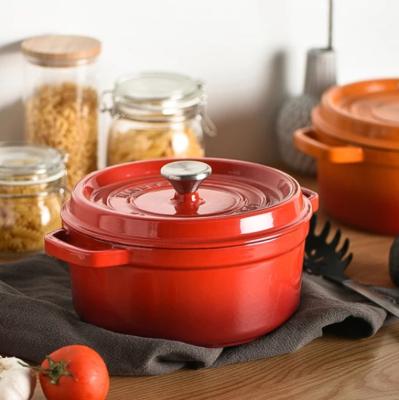 China Sustainable High Quality Ceramic Coating Enamel Cast Iron Hot Pot / Soup Pot--Red for sale