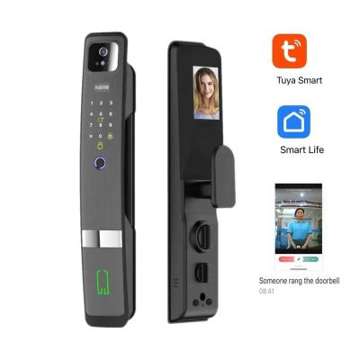 China Aluminum Alloy Smart Door Lock Unlock with Tuya Face Password Fingerprint Card and Key for sale