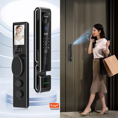 China Anti Theft Face Detection Lock Video Intercom Tuya Face Scanner Door Lock for sale