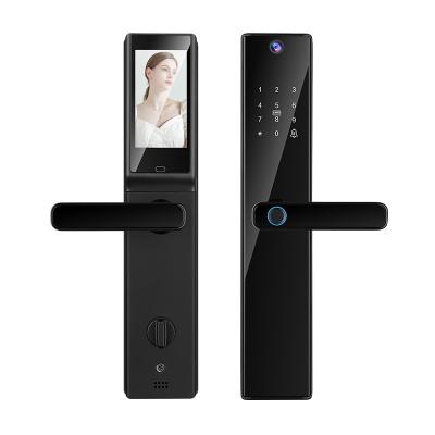 China Camera Viewer Lock Tuya APP Intercom Biometric Fingerprint Smart Digital Door Lock for sale