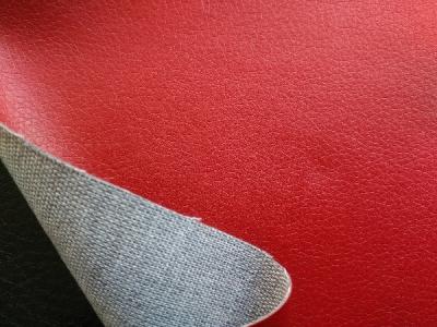 China PU Polyurethane Leather Fabric , Red Faux Leather Upholstery Material for sale