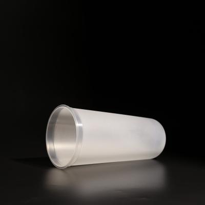 China Beverage White Plastic Disposable Cup PP Plastic Cups With Dome/Flat Lid For Takeaway Juice for sale