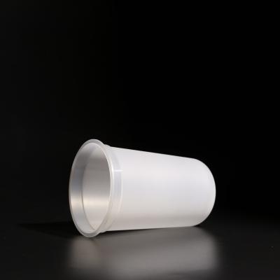 China U Shape Disposable Clear/White PP Plastic Cup With Flat/Dome Lid for sale