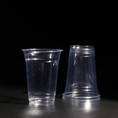 China Customizable Clear PET Plastic Disposable Cup With Lid For Boba Tea for sale