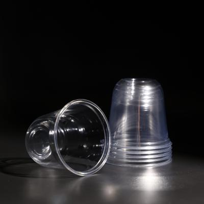 China BPA Free Clear Plastic PET Cup Stackable Custom Plastic Cold Drink Cups With Lid for sale