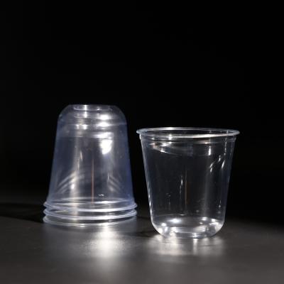 China Clear PET Plastic Cups with Lids for Coffee Boba Tea and Juice for sale