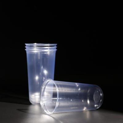 China 24OZ Copo de plástico PET transparente en forma de U Copo para bebidas frías en venta