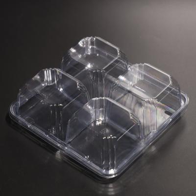 China PET 4-Compartment Food Container With Lid For Fresh Fruit And Vegetable for sale