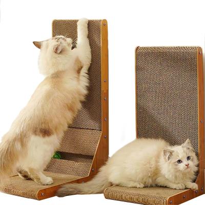 China 2 Viable in 1 Durable Interactive Wool Panel Pads Cat Scratcher Cardboard Lounge Bed with Cat Nip for sale