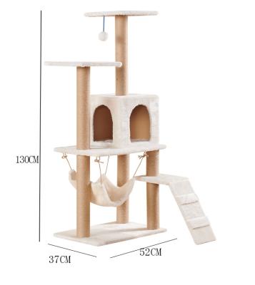 China Cat Scratcher Cardboard Tall Viable Cat Scratching Cat Tree Tower Post with Hammock for sale