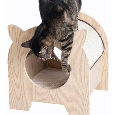 China Viable Bed Toy Wood Scratch Lounge Furniture Cat Sisal Scratcher Pet House for sale