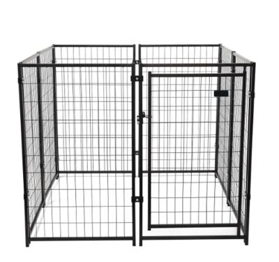 China Sustainable Wholesale Black Stackable Iron Dog Kennel Cages Metal Fence For Outdoor Indoor for sale