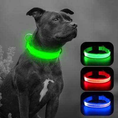 China Quick Release Adjustable Comfortable Nylon Strap Dog Collars Mesh Safety LED Dog Glow Base Collar for sale