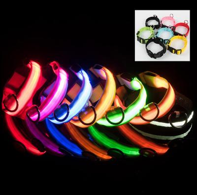 China Adjustable Quick Release Light Up Pet Collar Reflective Comfortable Safety Dog Neck Belt Flashing Light for sale