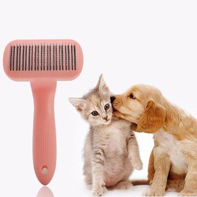 China Easy to Remove Stored Dog Hair Brush Pet Hair Grooming Rake Wire Slicker Comb Stripping Brush for sale