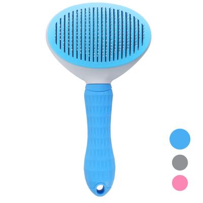 China Stored Gently Removes Pet Undercoat Self Cleaning Slicker Slicker Dog Hair Brush Throwing Tool for sale