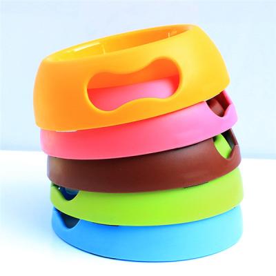 China Thick Puppy Cat Water Food Bowls Small Animals Candy Color Non Slide Wide Dog Pet Feeding Dish for sale