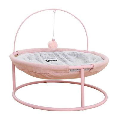 China Cute Raised Dog Stocked Cat Bed Lounger Sleep Cat Raised Indoor Hammock Bed with Catnip Toy and Plush Ball for sale