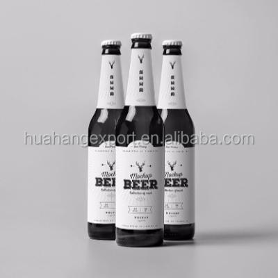 China 330ml 350ml Empty Amber Beverage Screen Printing Beer Bottle Soda Bottle With Crown Cap for sale