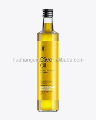 China OEM 250ml 500ml 750ml Round Olive Oil Clear Glass Bottle Of Cooking Oil for sale